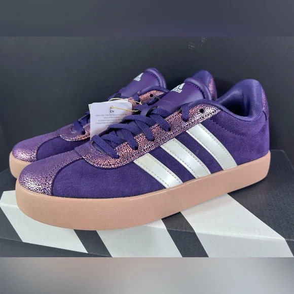 🆕Adidas VL Court 3.0 in the colors Aurora Plum/Zero Metalic/Pink Gum - Size:US 5 - Picture 14 of 17